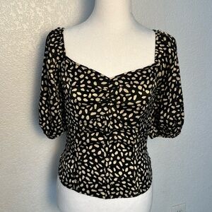 Silk-like Blouse Black and Khaki